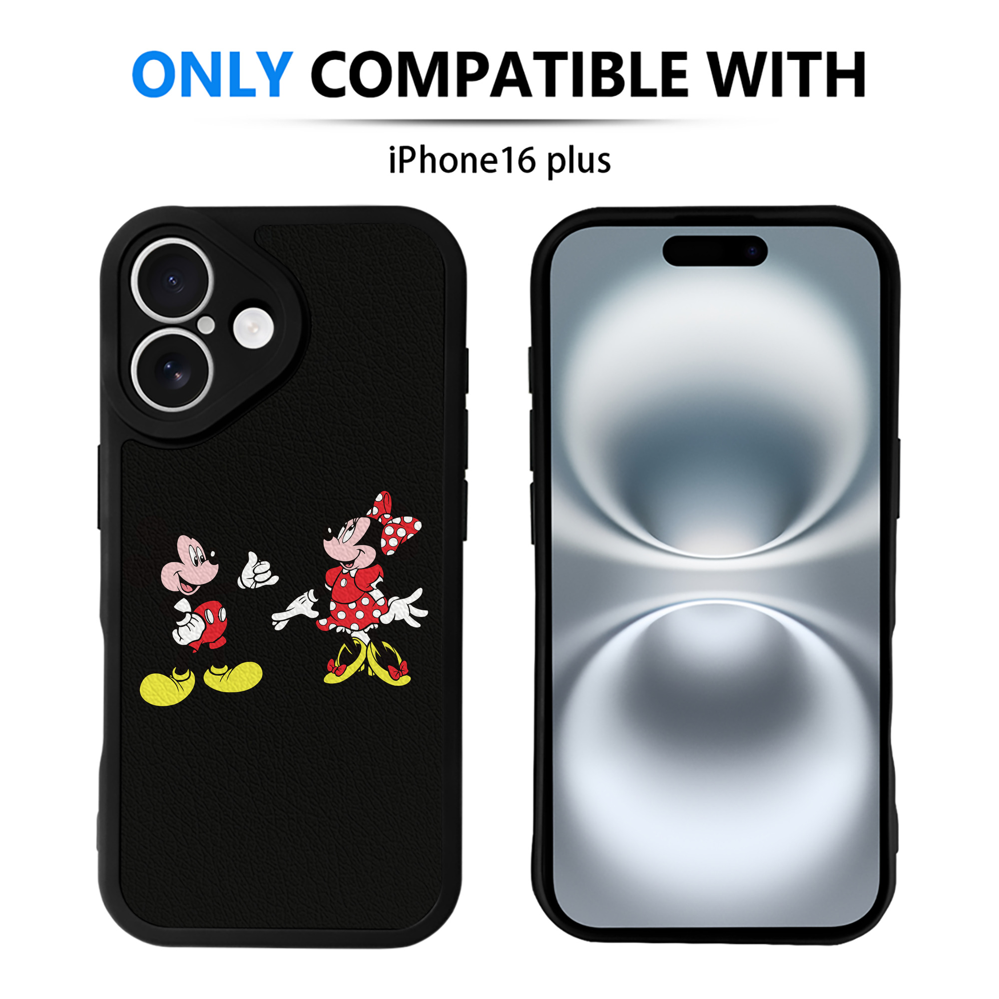 （画像用） ミッキーマウス Mickey Mouse 【iPhone 16シリーズ対応】シリコンスマホケース（レザー調） 材質：シリコン